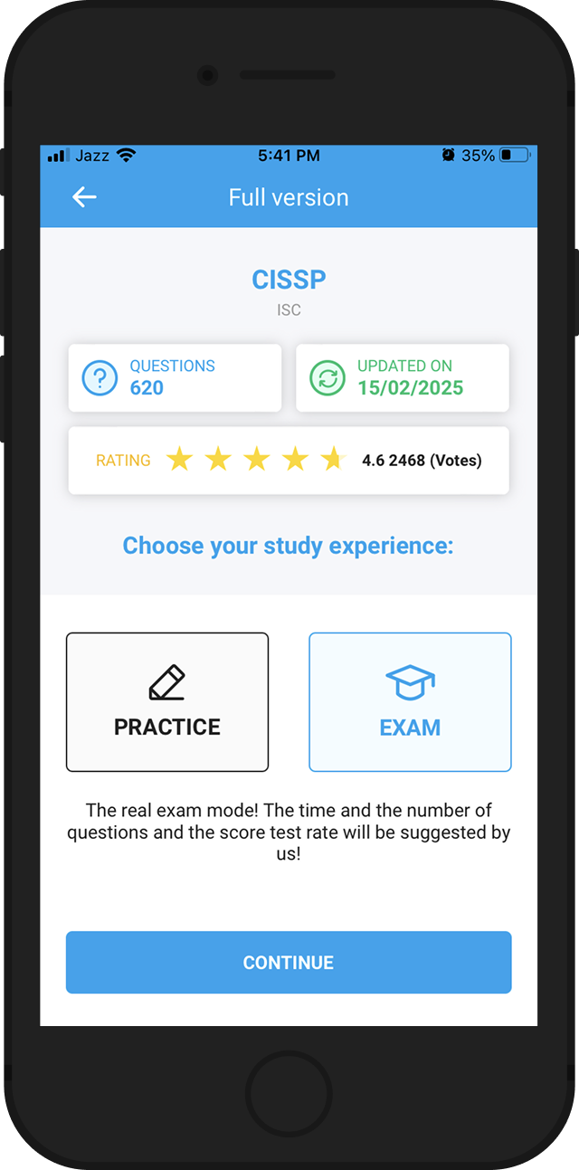 Try real exam with Exam Mode!